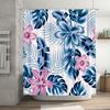 Blue Floral Shower Curtain: Tropical Leaves Flowers Design for Bathroom Decor Water-Resistant Fabric with Hook Rings (180x240cm)