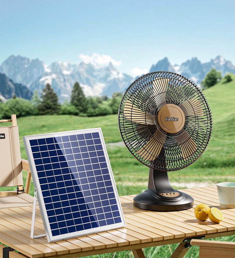 Portable 12V Solar-Powered Fan with High Airflow and Rechargeable Battery for Home, Dorm, and Outdoor Use