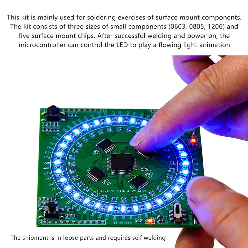 Lqfp64 Soldering Diy Kit 5V Running Light Smd Soldering Practice Board Kit Type-C Interface For Soldering Instruction