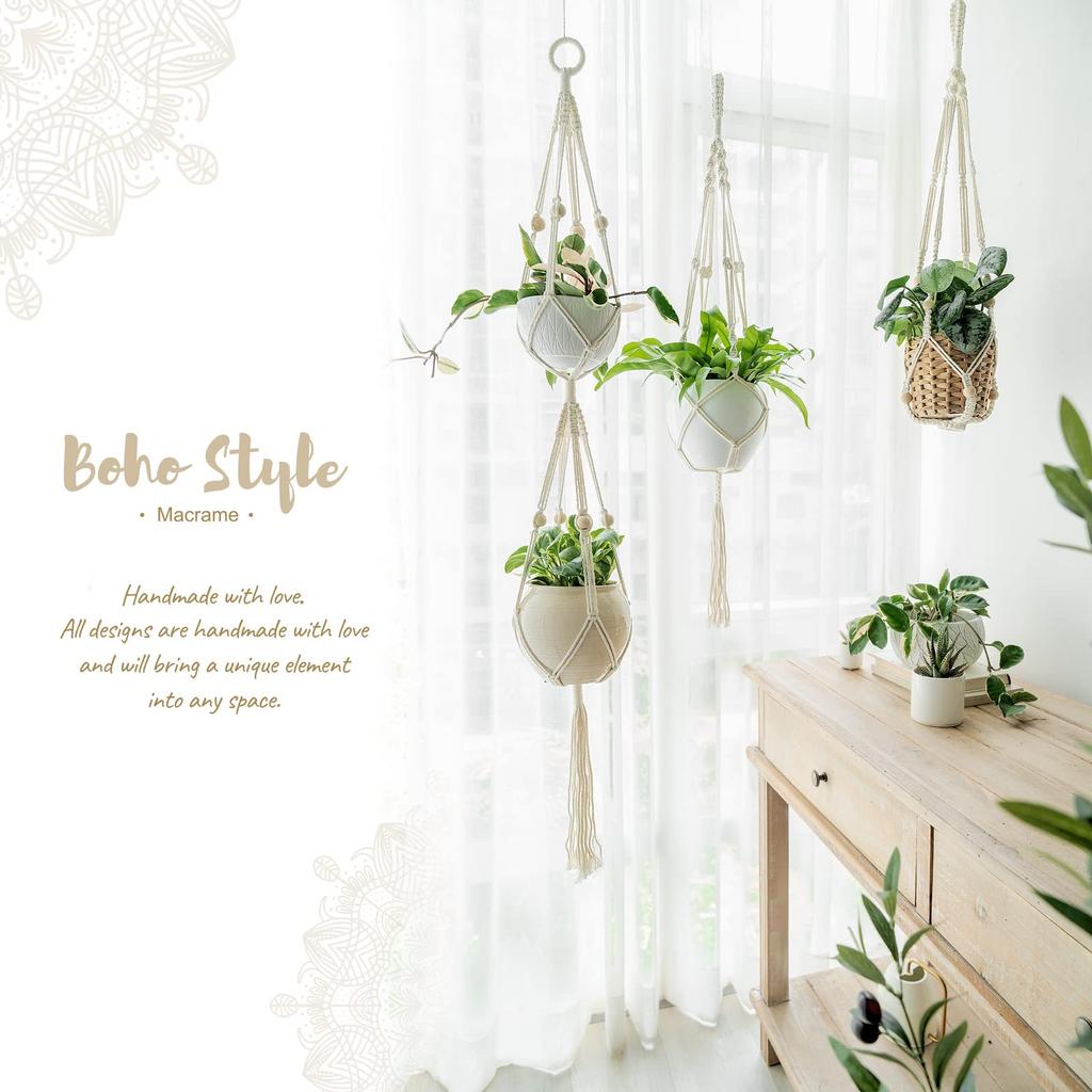 Hanging Plant Handmade Macrame Plant Hanger Flower Pot Planter Hanger Wall Decor Courtyard Garden Hanging Planter Hanging Basket