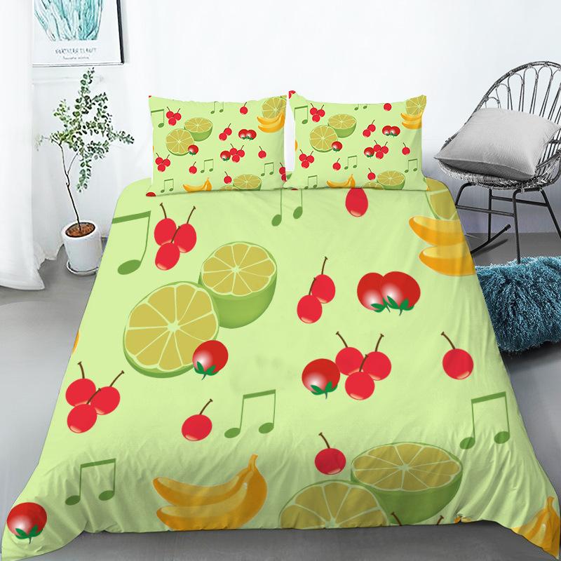 Fruit Bedding Collection Full Queen Size For Kids Adults Lemon Watermelon Print Duvet Cover Collection Quilt Cover Pillowcases Bedroom Decor