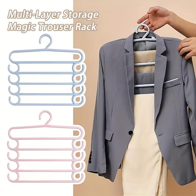 5-layer Multifunctional Pants Storage Rack with 8 Hooks. Storage of Household Clothes, Scarves, and Towels To Save Space