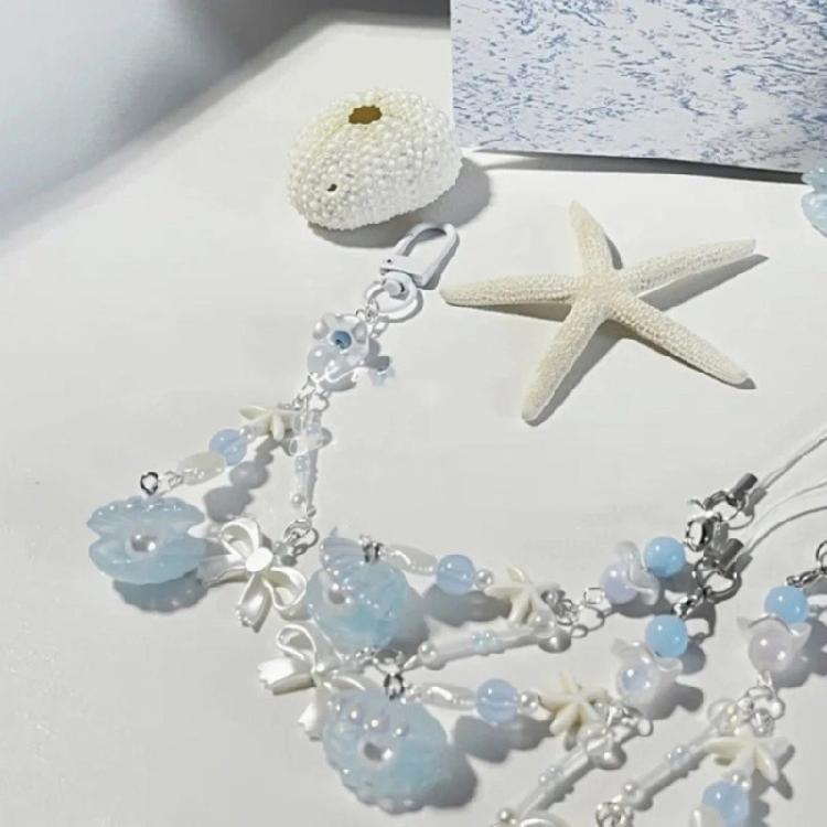 Fashion Shell Bowknot Bead Keychain Pendant Cute Decoration Pendant Bone Charm