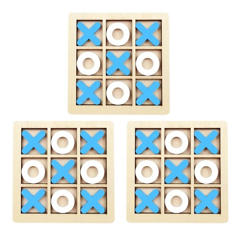 Wooden Tic Tac Toe Games Puzzle Templates XO Table Chess Board Game for Kids Family Activities Educational Toys Birthday Gift