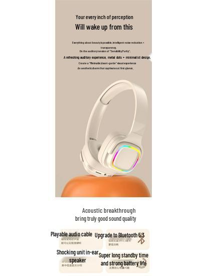 Glowing Long Battery Life Wireless Over-Ear Bluetooth Headset for Sports and Gaming