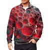 Men's Loose Casual 1/4 Zip Sweatshirt Fashion Printed Long Sleeve Top With Pockets