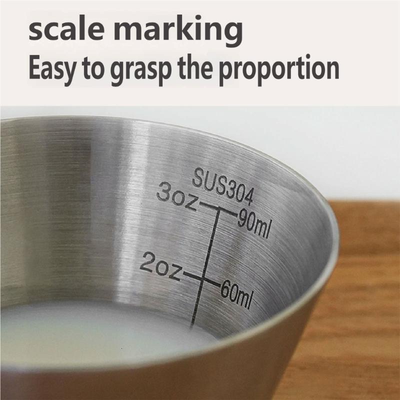 Practical Espresso Filter Cup With Handle and Scale Stainless Steel Milk Ounces Cup With Measurement Marks