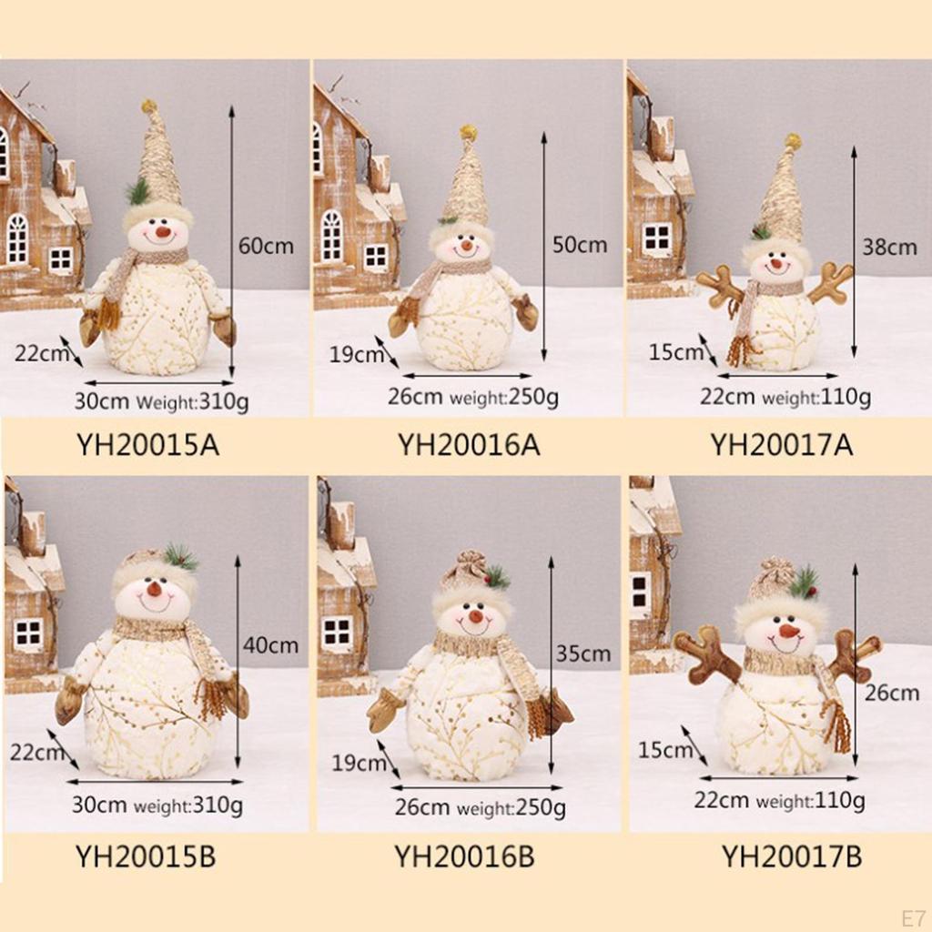 Christmas Snowman Doll Figure Ornaments Short Plush for Festival Hotel Tabletop Home Decoration