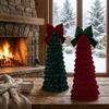Bow Decor Christmas Tree Ornament Exquisite Tree Shape Bowknot Ruffled Style Tree Tower  Home Decor