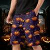 Men Drawstring Multi Pocket Cargo Shorts with Halloween Pumpkin and Bat Print Loose Fit Comfortable Design for Daily Wear