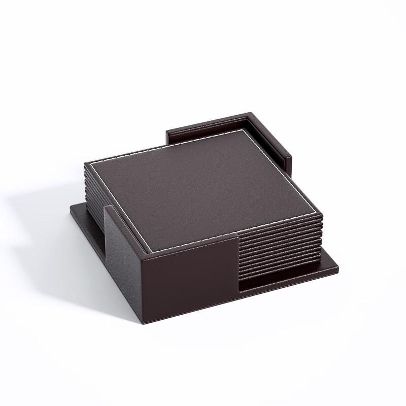 MOLUONA Leather Coasters with Base