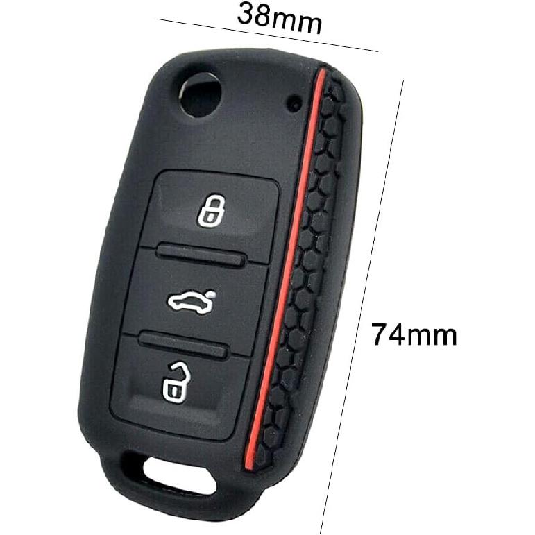 Key Fob Cover Silicone Keyless Remote Protector Sleeve Case Holder Compatible with VW Volkswagen Tiguan Golf Polo Jetta Passat