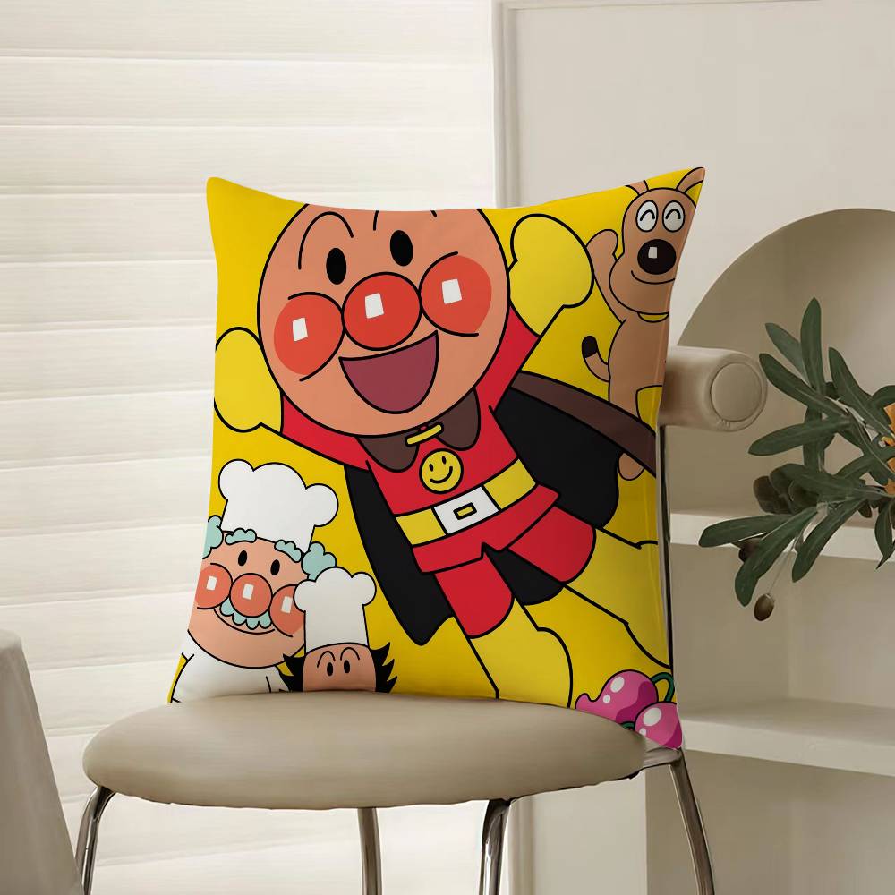 Klassischer Anime-Anpanman-Kissenbezug für bequemes Sofa oder Bett. Seidig-elegant mit unsichtbarem Reißverschluss. Dekorativer Kissenbezug.