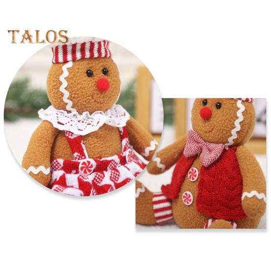 Bambola di Pan di Zenzero di Natale in Peluche Morbida Imbottita Giocattolo Bambola di Natale per Decorazioni Festive Ragazza Ragazzo Seduto Giocattolo Pan di Zenzero per Esposizione su Porta Scaffale