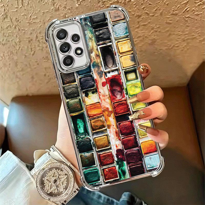 Watercolors Set Paint Palette Plating Phone Case For Samsung A17 A07 A37 A57 A16 A56 A15 A55 A14 A54 A13 A53 A26 A36 A25 A35 A24