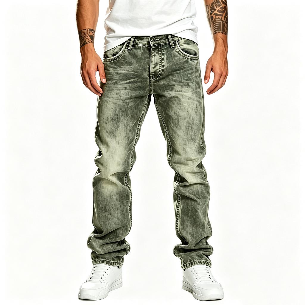 Men's Casual Distressed Straight Leg Jeans Hip Hop Denim Pants for Spring and Fall
