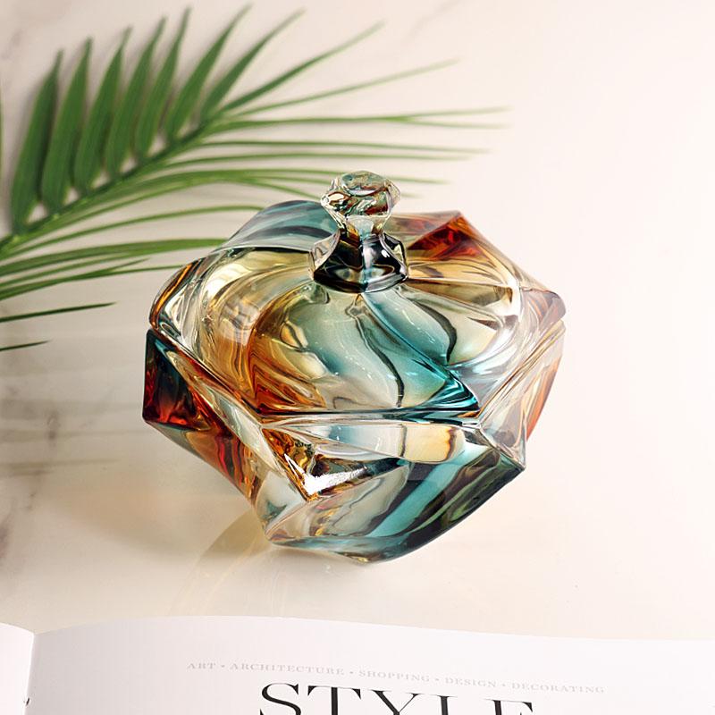 

Резервуар для хранения креативный хрустальный стеклянный материал нерегулярная крышка специальной формы бытовое настольное украшение светлый роскошный жадеит золото