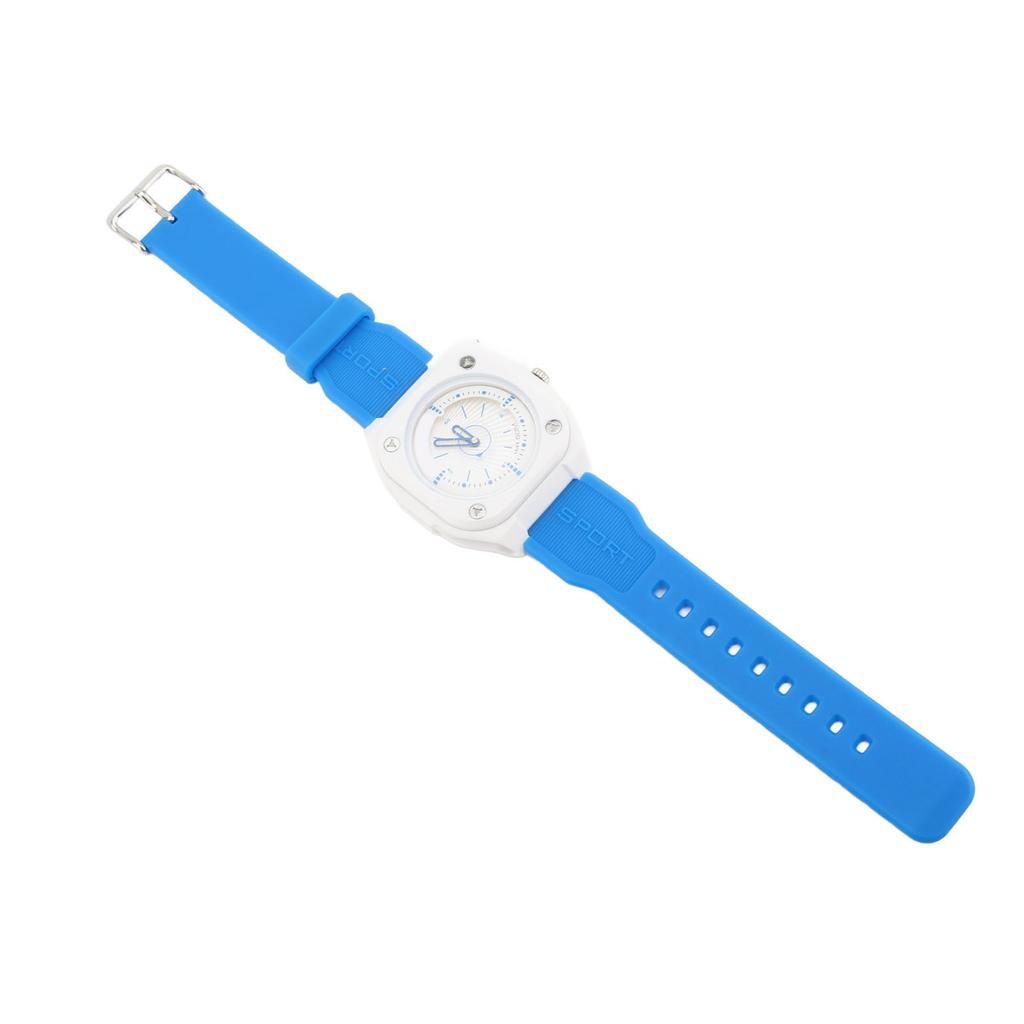 Water Resistant Sports Analog Unisex Watch Student Electronic Wristwatch for Nurses Doctors Students White Dial Blue