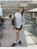 Women's Oversized White Long-Sleeve Cotton Split-Hem T-Shirt - Autumn Loose Fit