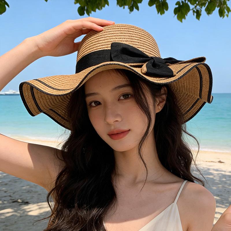 

Big brim beach hat outdoor UV protection seaside beach versatile sun hat M（56-58cm）