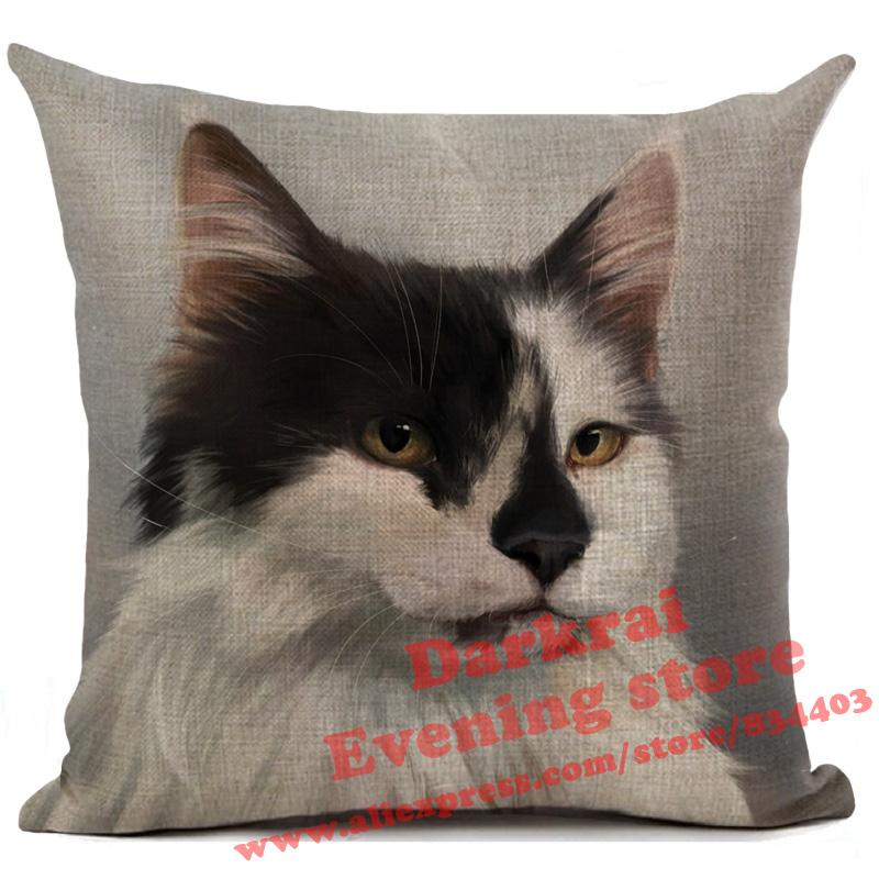 Cat Cushion Cover Kitten Printed Linen Throw Pillows Living Room Sofa Decor Throw Pillows Home Decoration Pillowcase Xcm