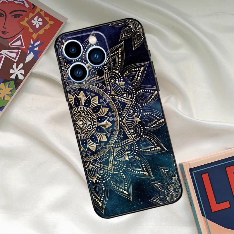 Elegant Mandala Floral Design Phone Case For iPhone 16 15 14 13 12 11 17 Pro Max 15 16 Plus 12 Mini 16e 17 Air Funda Cover