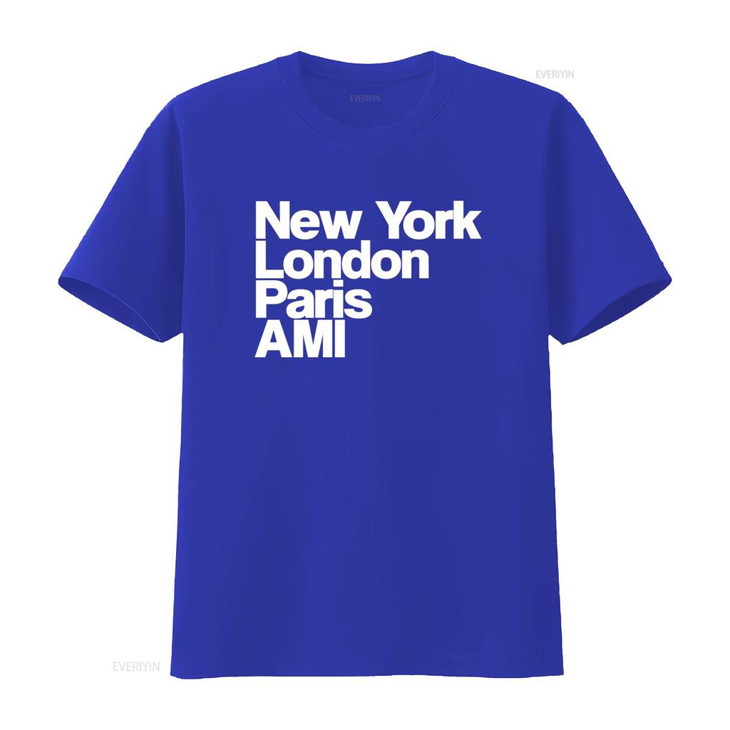NY Lon Paris AMI GA Mode Stadtname Aufdruck T-Shirt für Herren und Damen vintage gewaschen weich dehnbar streetwear vielseitig homme