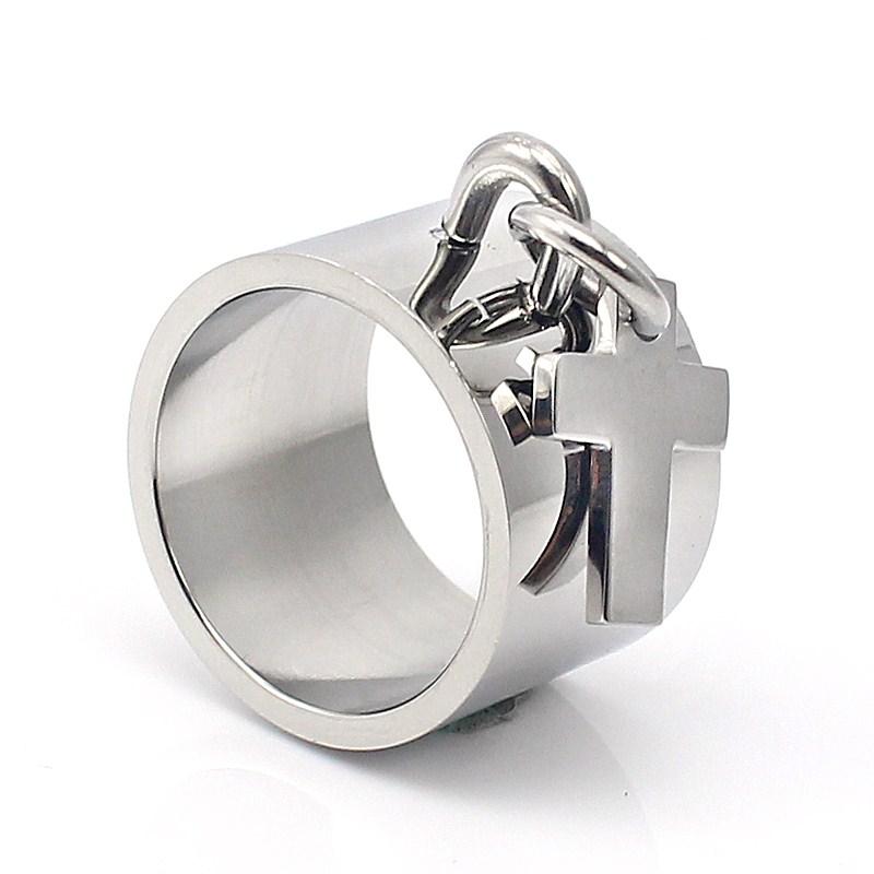 

Wide Two-Tone Gold/Silver Color Stainless Steel Cross Ring for Women Adjustable Size 6-11 Jewelry Accessory 6