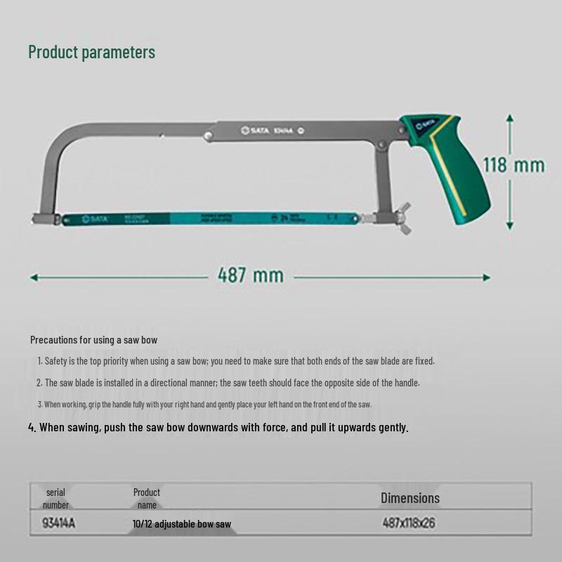 SATA Adjustable Alloy Hacksaw - Multi-purpose Hand & Bow Saw with Blade & Flower Saw Features