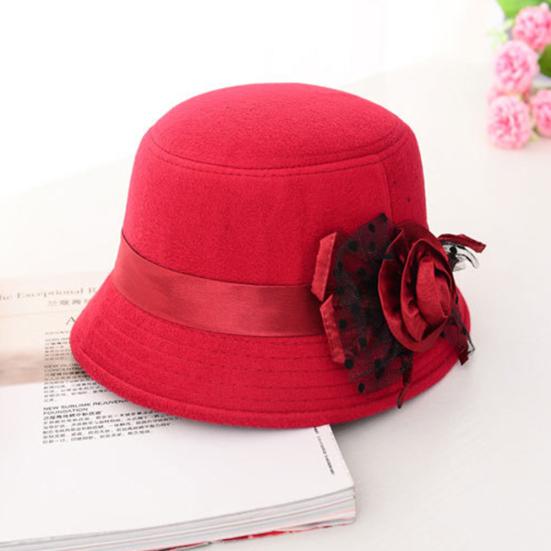 Women Retro Floral Bowler Hat Solid Color Cap for Party Prom Outdoor Travel