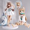 13/18Cm Golden Head My Cat Is A Kawaii Girl Anime Figure Sakura Soybean Flour Sit And Eat Fish Collectible Pvc Model Doll Toy