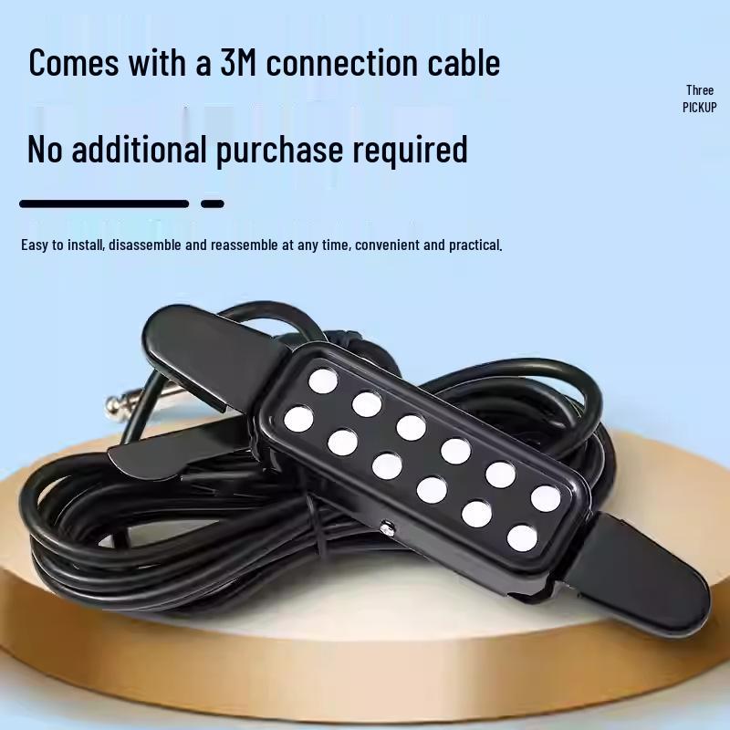 Magnetic Wooden Guitar Soundhole Pickup with 3m Cable, No-Drill Plug-In