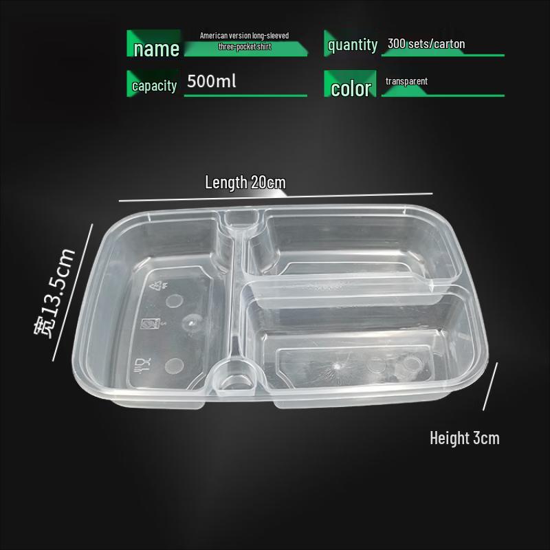 WS Rectangular 3-Compartment Disposable Lunch Box