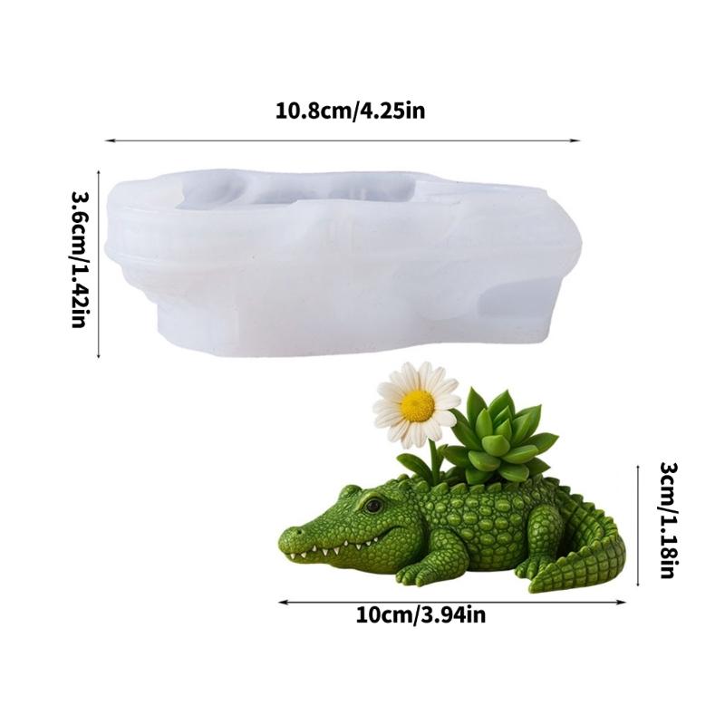 Flexible Silicone Alligator Shape Planter Mold For Resin Art Concrete Cement Casting And Decorative Candle Container