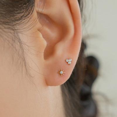 LUNNE 14k Cubic Zirconia Piercing Earrings (14k Gold) S11