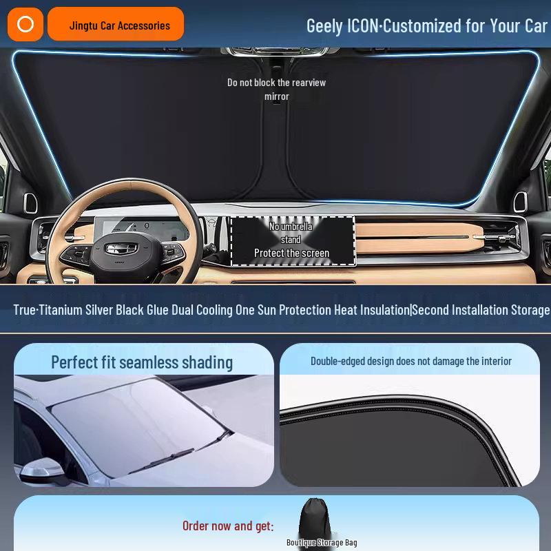 Geely Car Sunshade: Heat-Insulation Windshield Curtain for 25 Models, including Xingyue L, Xingyuan, Xingrui, Emgrand, Boyue L, and Panda MINI.