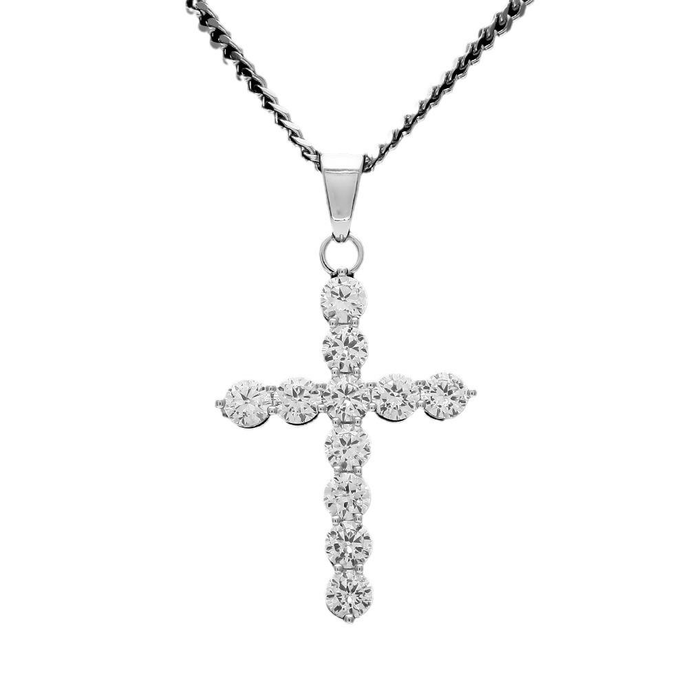 2026 High Quality Men's Jewelry Copper Inlaid AAA Zircon Cross Pendant Personalized Versatile Necklace