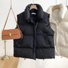 Women Fashion Autumn Stand Collar Elegant Down Coats Warm Outerwear Casual Belt Sleeveless Winter Vests Jackets