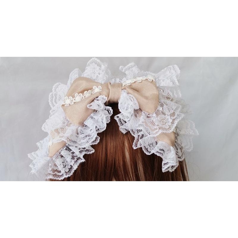 1 Stück Lolita Haaraccessoires Spitze Großes Schleifen-Haarband Lolita Kopfschmuck Tägliche Teeparty KC Mädchen Anzieh-Accessoires