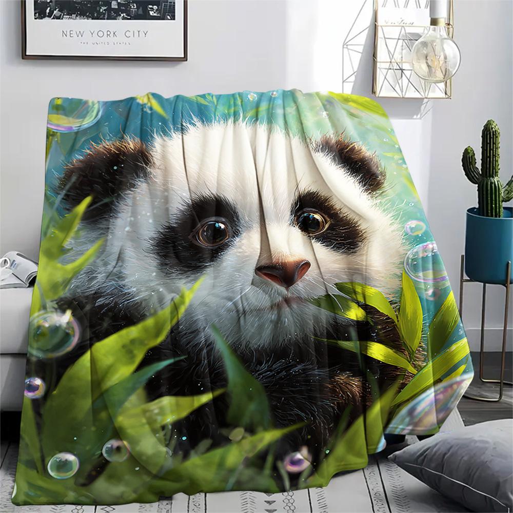 Panda Print Flannel Blanket, High quality Comfortable for All Seasons, Home Decor, Warmth and Comfort, Perfect for Christmas Gifts