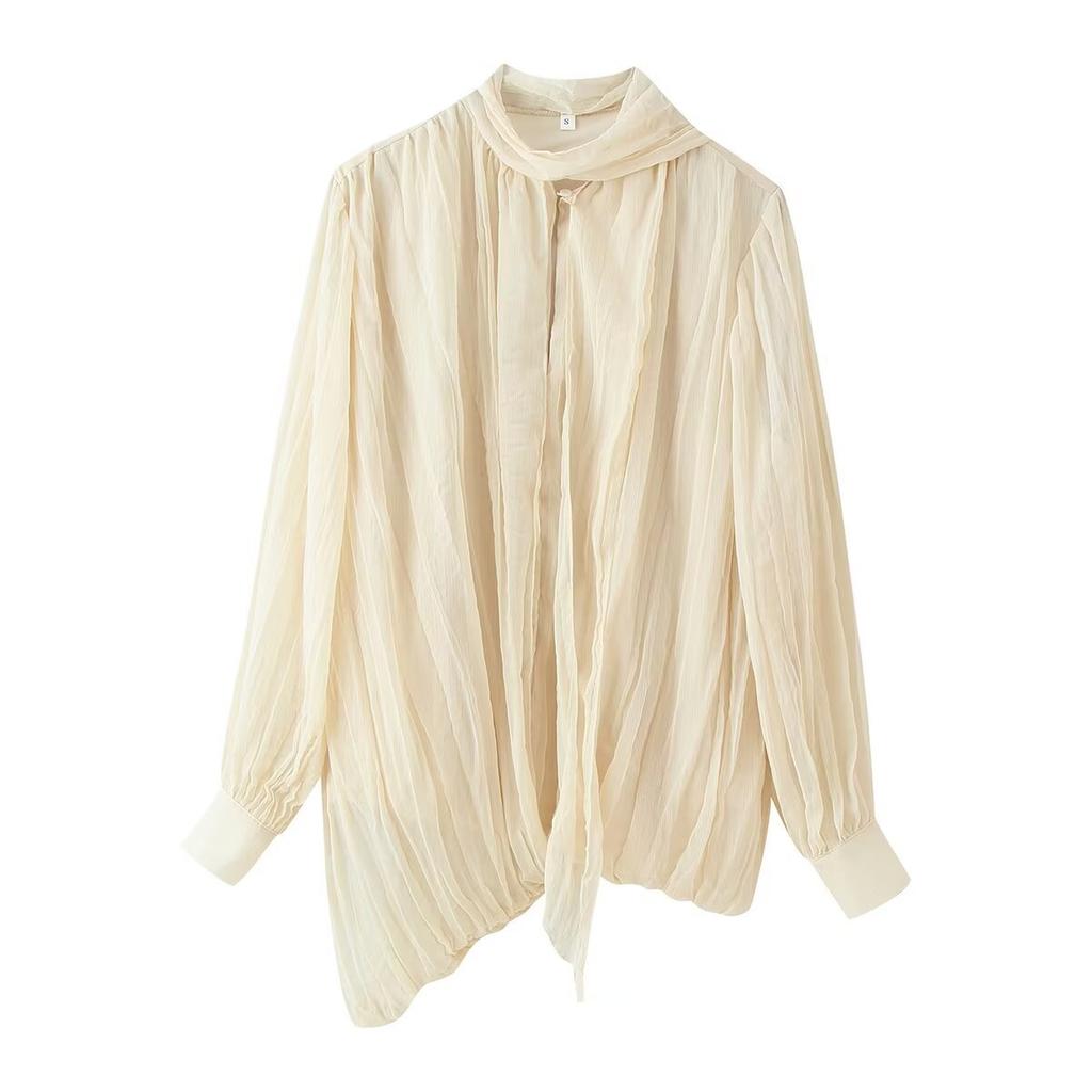 European and American style, new women's fashion, chic, fashionable, versatile pleated shirt 1080219