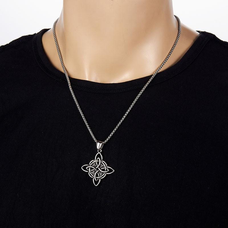 1 Stück Klassischer Wicca Hexenknoten Irischer Keltischer Knoten Dreifaltigkeitsknoten Anhänger Halskette für Männer Frauen Mode Glücksbringer Schmuck Geschenk