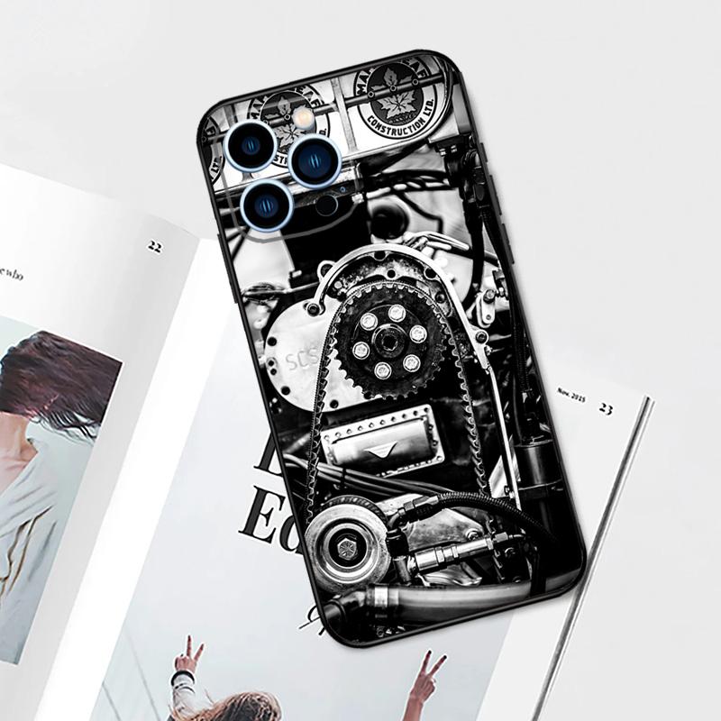 Motor Engine Motorrad Hülle Für iPhone 17 Pro Max 14 13 12 11 15 16 Pro Max mini 16 Plus 16e 17 Air Handyhülle