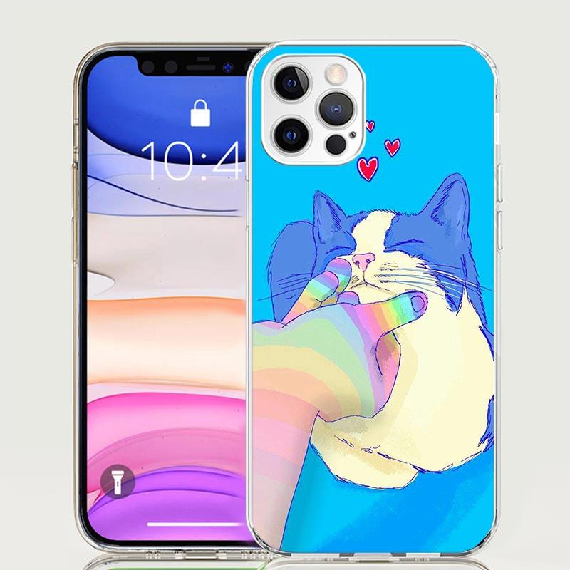 Cat Cute Kitten Cartoon Phone Case For iPhone 17 Air 16 15 Plus 11 14 Pro Max 13 Mini 12 7 8 + SE Pattern Art Customized Cover 1