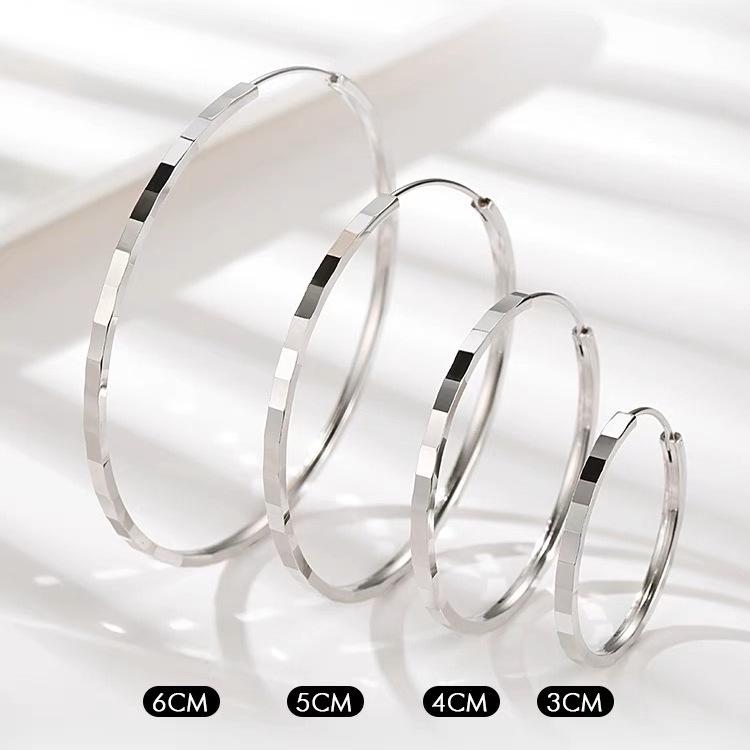 Sterling Silver Big Hoop Earrings for Women - High-End Fashion Circle Dangle Style