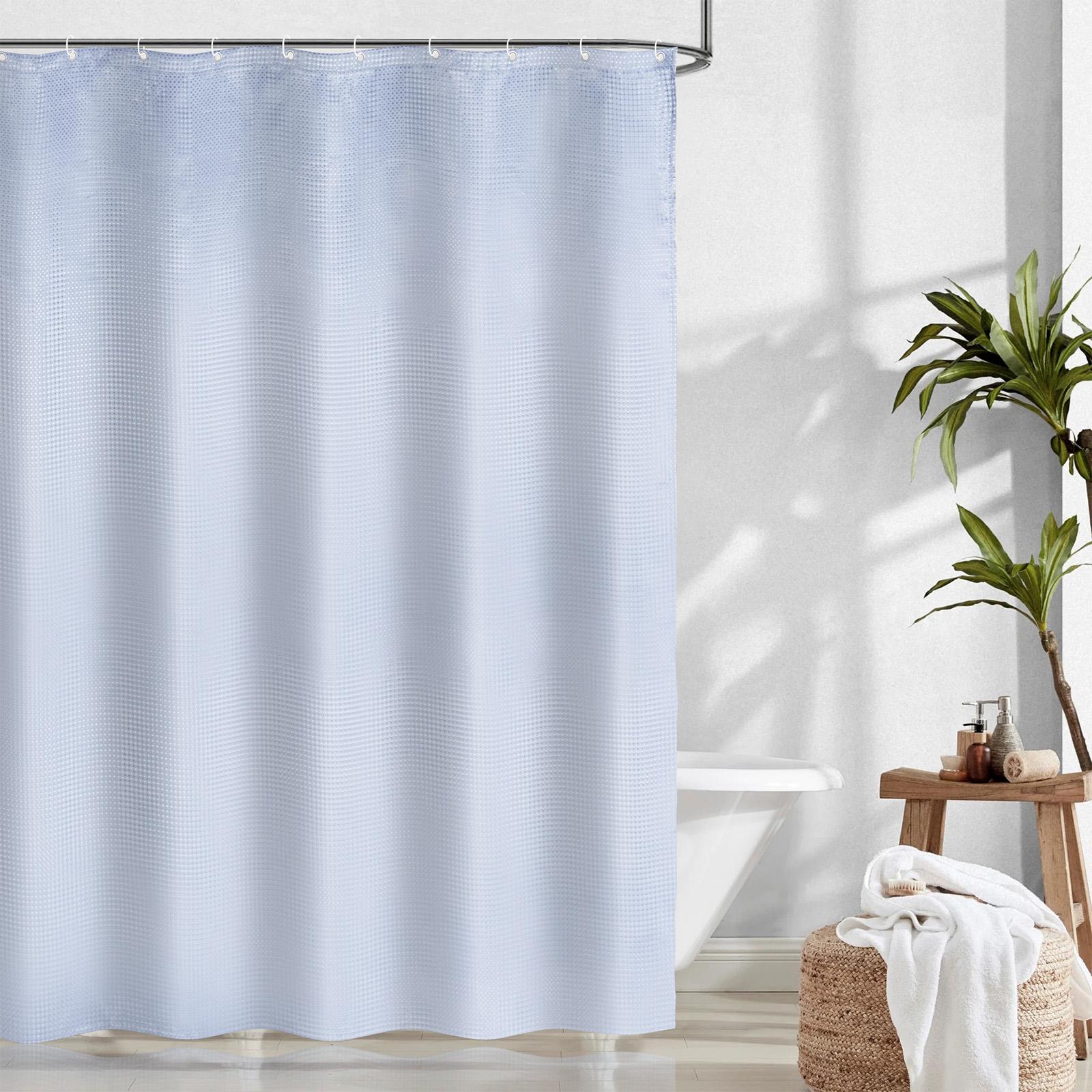 

Waffle Weave Shower Curtain with Hooks Waterproof Space-Saving Design Curtain for Bathroom Decor Lightweight Shower Curtains 180x180cm світло-синій колір