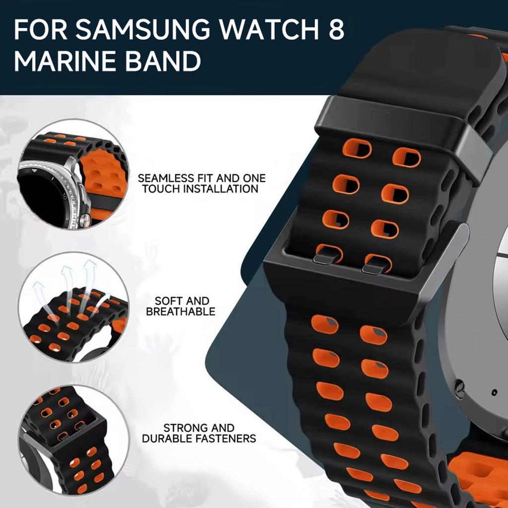 Marineband Für Samsung Galaxy Watch 8 Classic Zubehör Zweifarbige Sport Silikon Armband Galaxy Watch 8 40MM 44mm Armbänder