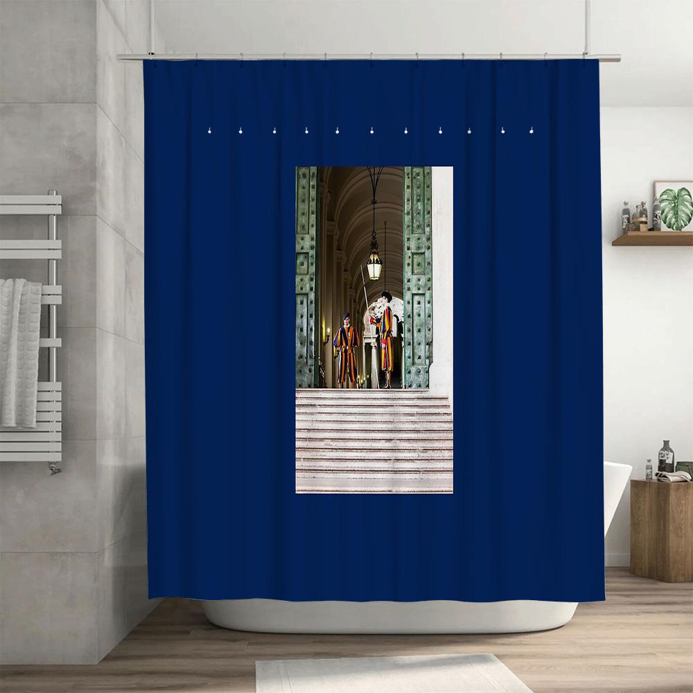 Vintage Vatican City Renaissance Biblical Religious Backdrop Shower Curtain Set Waterproof Home Decor
