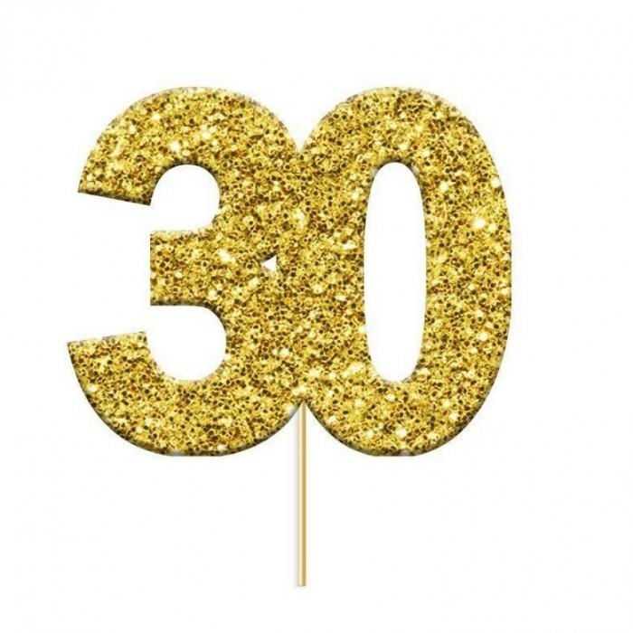 Anniversary House Glitter 30th Birthday Cake Topper (Pack of 12)