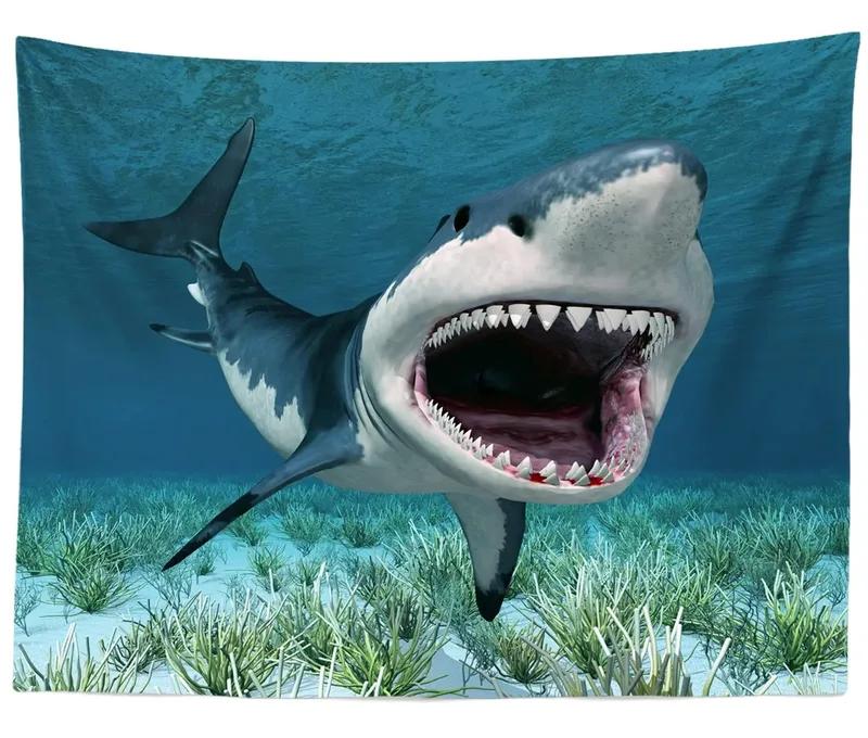 Tapestry ze wzorem rekina oceanicznego Tapestry do biura i salonu Tapestry do dekoracji ścian domu